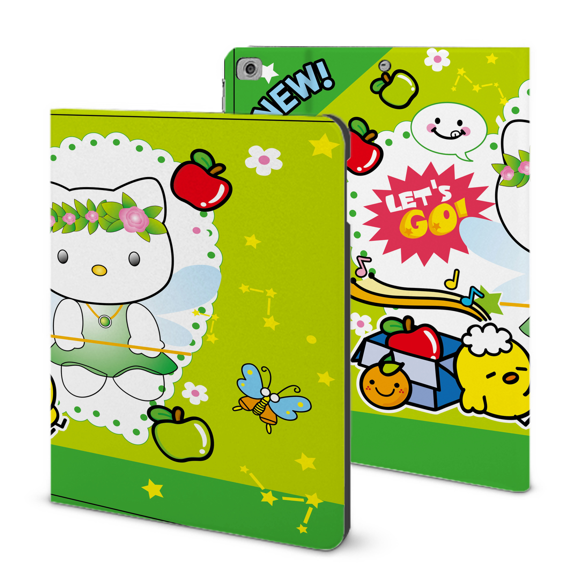 （画像用） Hello Kitty ハローキティ IPad ケース ブック型 PUレザー TPU 耐衝撃 軽量 薄型 ペン収納なし 全面保護 IPad 各モデル対応